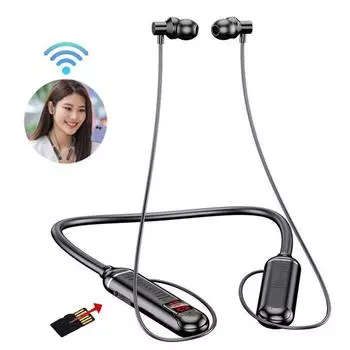 Беспроводные наушники Bluetooth 5,2 с шейным ремешком, магнитные спортивные водонепроницаемые наушники TWS, Bluetooth-гарнитура с микрофоном чёрный