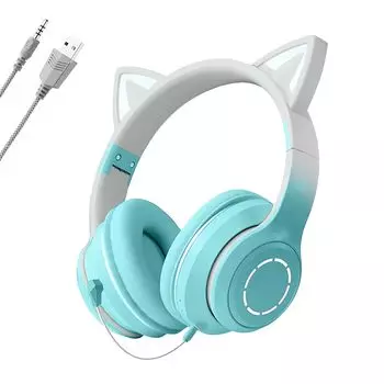 Беспроводные наушники Cat Ear Cat Ear Cat с радужным цветом, с закрытым удобным размером, проводные и подарочные наушники на год, Bluetooth5.1,