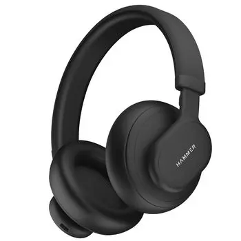 Беспроводные наушники HAMMER Bash Max Over The Ear с микрофоном, сенсорным управлением, глубокими басами, до 18 часов воспроизведения, Bluetooth 5.3 (черный) чёрный