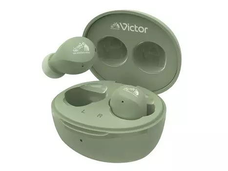 Беспроводные наушники JVC Kenwood Victor Bluetooth, общее время воспроизведения 23 часа с микрофоном, маленькие, легкие, водонепроницаемые, зеленые, HA-A6T-G, версия 5.4, HA-A6T