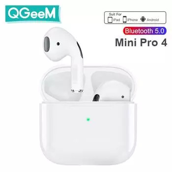 Беспроводные наушники Mini TWS Pro 4, Bluetooth-совместимые наушники 5,0, водонепроницаемые наушники, стереомикрофон для гарнитуры Xiaomi iPhone Pro4 чёрный
