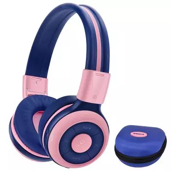 Беспроводные наушники SIMOLIO для детей Наушники Bluetooth с микрофоном Ограничение громкости Общий разъем Безопасные детские наушники Гарнитура с жестким футляром для