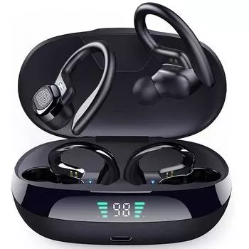 Беспроводные наушники TWS 5.0 Водонепроницаемые беспроводные наушники HiFi Спортивные стереогарнитуры Светодиодный дисплей Bluetooth Наушники с микрофоном чёрный