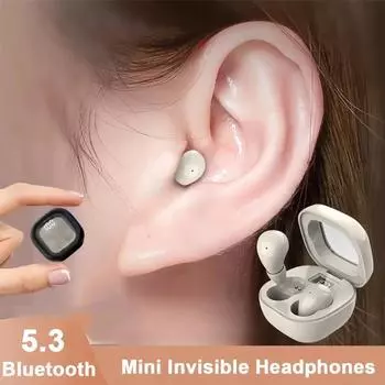 Беспроводные наушники TWS Bluetooth, невидимые наушники-вкладыши для сна с микрофоном, шумоподавляющие наушники, музыкальная гарнитура HIFI SK19 белый