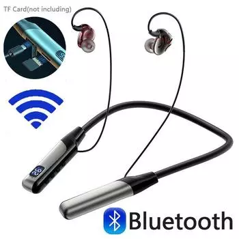 Беспроводные наушники TWS с шейным ремешком, Bluetooth 5,3, TF-карта, светодиодный дисплей, наушники Bluetooth, водонепроницаемая гарнитура с микрофоном
