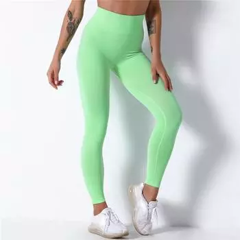 Бесшовные штаны для йоги, леггинсы Push Up, женские летние нейлоновые дышащие облегающие джеггинсы для тренировок L синий