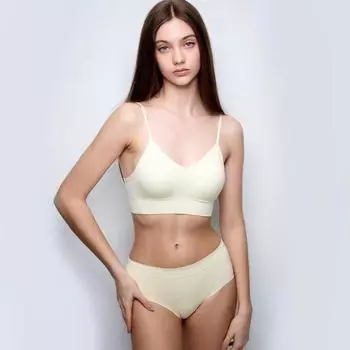 Бесшовный бюстгальтер и трусики Horaho V Fit без косточек (5ЦВЕТОВ) Black SM