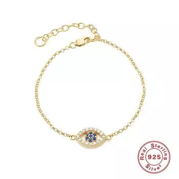 Best Selling S925 Sterling Silver Mini Zircon Classic Devil S Eye Bracelet Couple Lover Bracelet 925 silver золотой