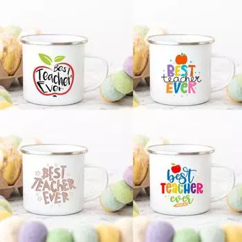 Best Teacher Ever Enamel Cup Coffee Lover Original Gift Teacher s Day Surprise for Teacher Enamel Coffee Tea Mug Novelty Gifts 360ml