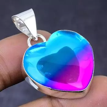 Bi-Color Tourmaline Gemstone 925 Steling Silver Jewelry Pendant 1.58 u8R78