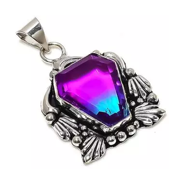 Bi-Color Tourmaline Gemstone 925 Sterling Silver Jewelry Pendant 1.77 M5W21