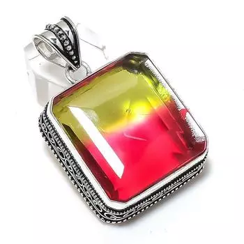 Bi-Color Tourmaline Gemstone 925 Sterling Silver Jewelry Pendant 1.97 M1r48