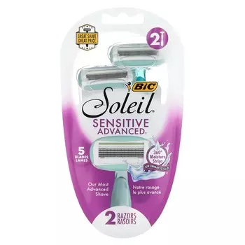 BIC, Soleil Sensitive Advanced, одноразовая бритва, 2 бритвы