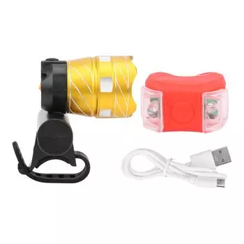 Bicycle USB Charging Frontlight Bike Warning Taillight Set Torch Cycling Accessory
