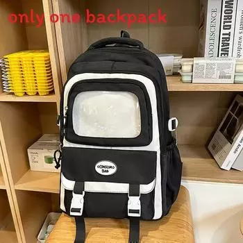 Big Capacity Simple Backpack With Transparent Compartments And Letter Decor