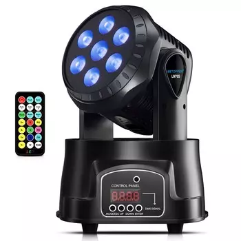 Big Dipper Mini Moving Wash Head Stage Lights 7x8W RGBW Super Bright с пультом дистанционного управления DMX для диско-зала, вечеринки, клуба DJ Light EU Plug