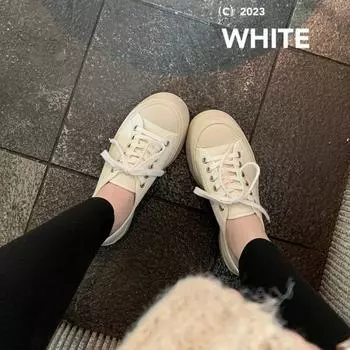 Big head cute~ lace-up heightening platform casual big head shoes board shoes women s little white shoes 35