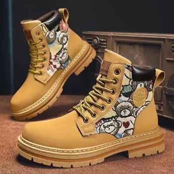 Big Head Martin Boots Men s Autumn and Winter Fleece Men s Boots High Top Casual Leather Boots Men s Tooling Boots 2024 New 39