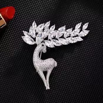 Брошь Big Horn Deer Circon Brooch High-End Sika Deer Brooch Buckle Pin Clothing Accessories Brooch золотой