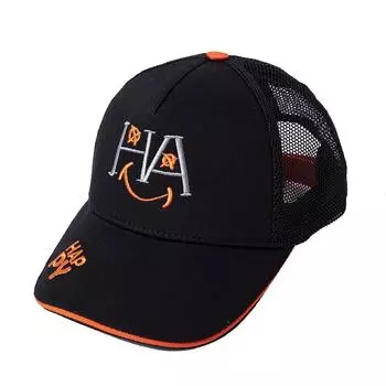 Biggdesign Moods Up Happy Trucker Hat For men, Adjustable Snapback Mesh Hats For Men, Gabardine Cotton Comfortable Outdoors Men’s Hat, Black Color