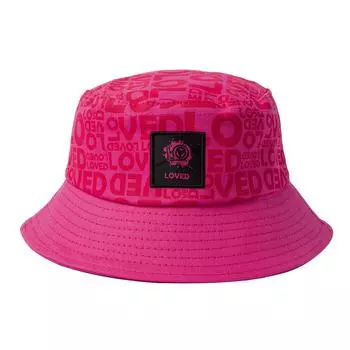 Biggdesign Moods Up Loved Bucket Hat For Women, Cotton Wide Brim Beach and Summer Hat, Packable Outdoor Cap, Pink Color