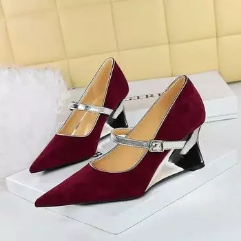 BIGTREE Shoes Весенняя мода Острый носок Женские туфли-лодочки Slingback Танкетка Высокие каблуки Вечеринка Выпускной Мюли Обувь Zapatos De Mujer 35
