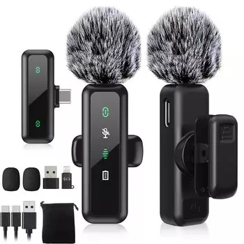 BILIWAL Wireless Lapel Microphone, Compatible with iPhone, iPad, and Android, Instant Connection, AudioVideo Sync, 5X LED Indicator, Noise Reduction,