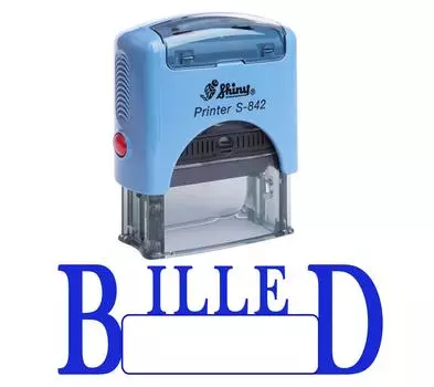 BILLED Self Inking Rubber Stamp Custom Shiny Office Stationary Stamp Impression Area 14 mm x 38 mm красный