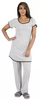 Bimba 2pc Pajama Set For Women 100 Cotton Nightwear Set Простая одежда для сна 3XL светло-серый