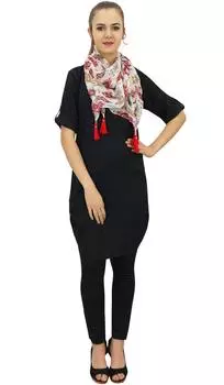 Bimba Casual Women Black Kurti Cotton Designer Tunic Kurta Dress With 10 чёрный