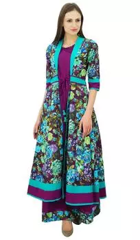 Bimba Designer 2 предмета Курта Макси Платье Хлопок Курти Индийская Одежда на заказ 16 фиолетовый