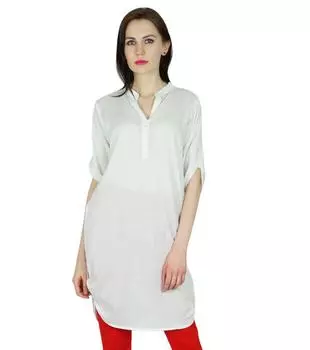 Bimba Women Chic Style Top Tunic Boho Bohemian Placket Blouse Kurti Kurta 14 чёрный
