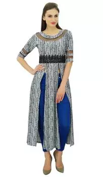 Bimba Women Designer Kurti Front Slit Pattern Kurta Long Dress Indian Clothing Rayon Custom 10 чёрный