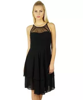 Bimba Women Exclusive Black Georgette Shift Dress Sheer Chick Prom Dress 14 чёрный