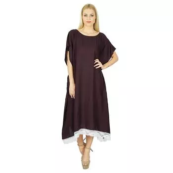 Bimba Women Long Kaftan Maxi Gown Loose Fit Poncho Dress Rayon Caftan Plus 10 малиновый