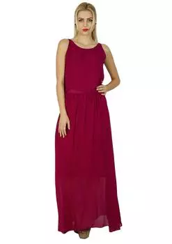 Bimba Women Long Maxi Half Lined Georgette Made Custom Dress без рукавов 10 маджента