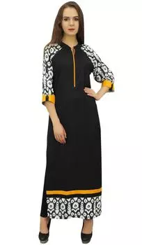 Bimba Women Rayon Custom Long Black Kurta Designer Straight Kurti- 10 14 чёрный