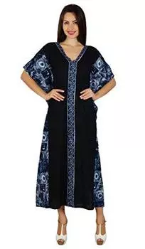 Bimba Womens Long Maxi Kaftan Elastic Back Waist Designer Caftan Coverup 14 чёрный