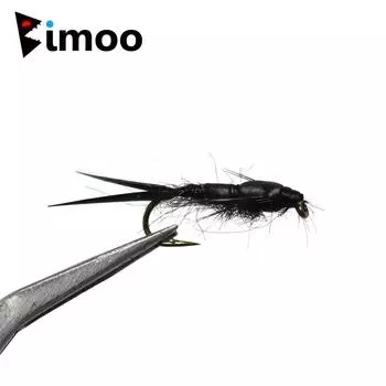Bimoo, 10 шт. # 12, черная приманка для ловли нахлыстом, нимфой, камышовой мухой