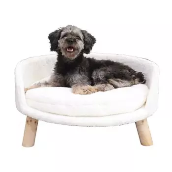 BingoPaw Small Dog Sofa Bed Washable 10kg Cute Stylish Chair Type Pet Bed Shiba Inu Chew Resistant Funny Pet Sofa with Feet Fluffy Fluffy All Year белый