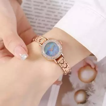 Bion Holly женские перламутровые розово-золотые серебряные женские металлические наручные часы, корейские популярные часы