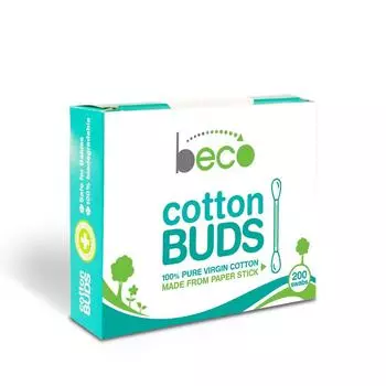 Биоразлагаемые ватные палочки (100 шт), Cotton Buds with Paper Stick, Beco 5.125