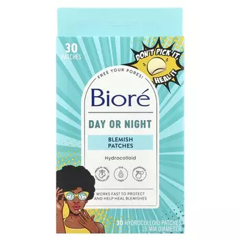 Biore, дневные или ночные патчи для проблемной кожи, 30 гидроколлоидных патчей