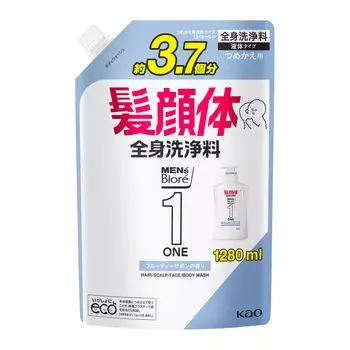 Biore ONE Full Body Cleaner Fruity Savon Scent Refill 1280 мл Гель для душа для мужчин All-in-One синий
