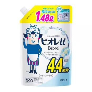 Biore U Body Slightly также можно использовать на коже Мыло для мытья тела, 4,4 сменных блока, 1,48 литра, мыло, кислотное, детское [большая емкость]