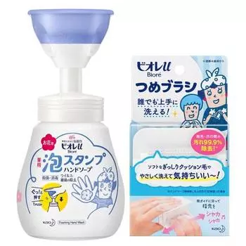 Biore U Foam Stamp Hand Soap Flower Type 250 мл + Biore U Nail Brush 1PC