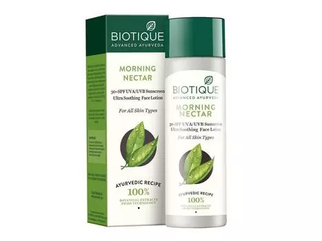 Biotique Bio Morning Nectar Sunscreen Ультра успокаивающий лосьон для лица, SPF 30+, 120 мл