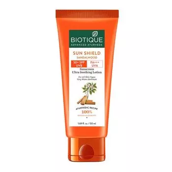 Biotique Bio Sandalwood Sunscreen Ультра успокаивающий лосьон для лица, SPF 50+, 50 мл (1)