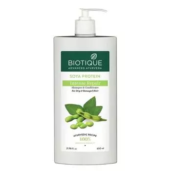 Biotique Bio Soya Protein Fresh Питательный Шампунь | Поддерживает pH-баланс | Способствует здоровому блеску волос | Предотвращает выцветание цвета | Для всех типов кожи | 650 мл