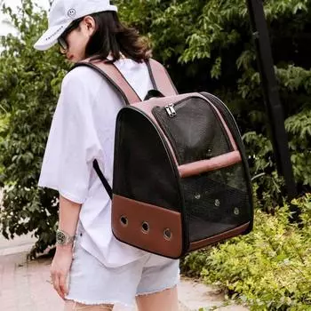 Bird Cage Breathable Carrier Backpack Outdoor Travel Multi Purpose PU Mesh Foldable Lightweight Pet Parakeet Parrot Bag чёрный